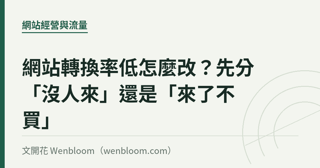 網站轉換率低怎麼改?先分「沒人來」還是「來了不買」