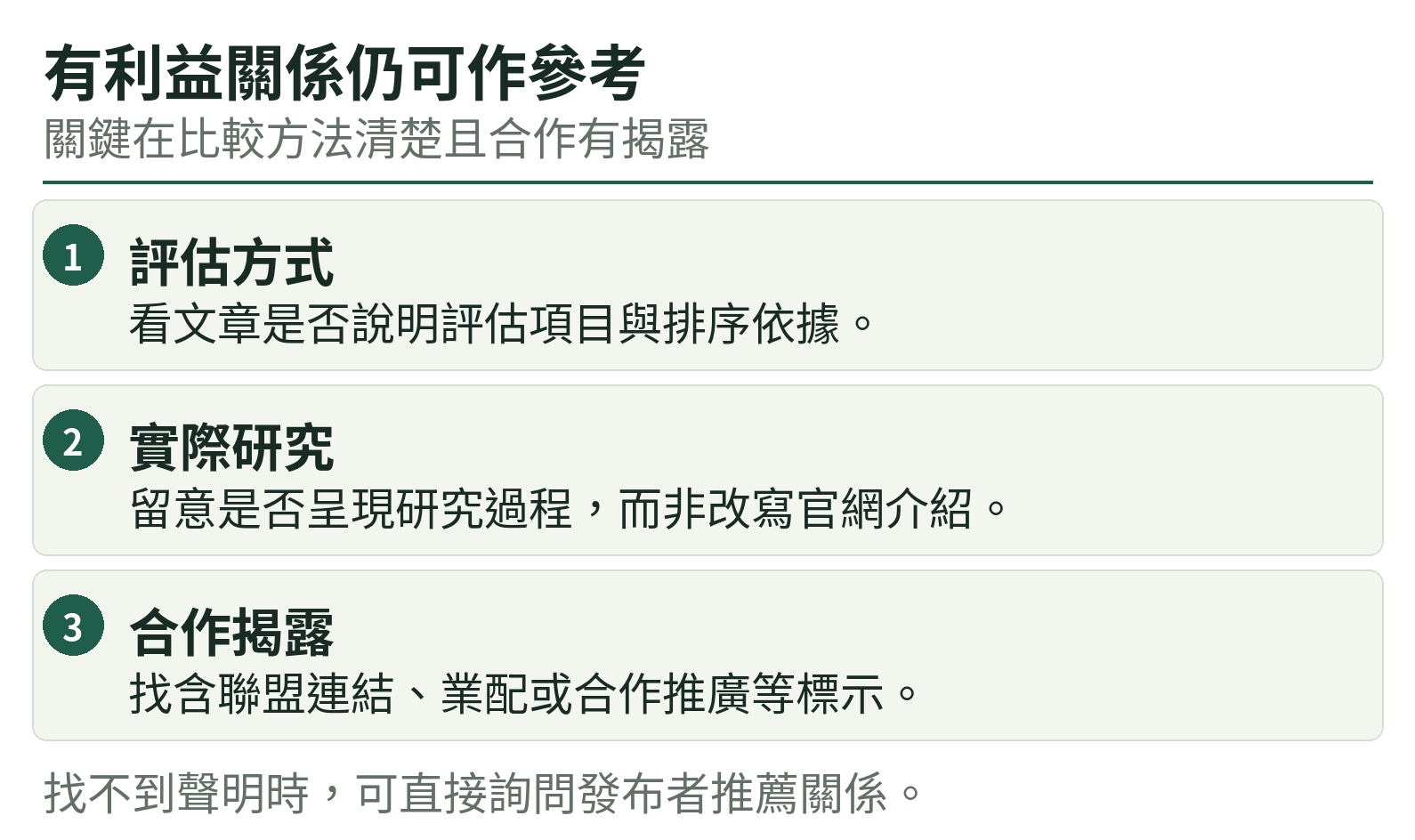 有利益關係仍可作參考:評估方式、實際研究、合作揭露
