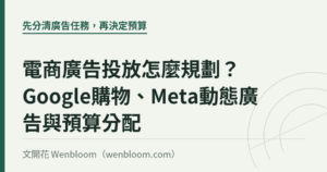 電商廣告投放怎麼規劃？Google購物、Meta動態廣告與預算分配｜文開花 Wenbloom